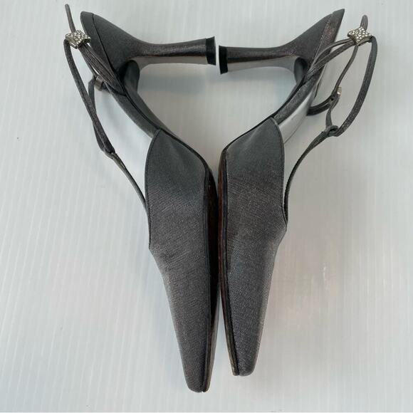 Stuart Weitzman t-strap pointy toe pumps heels silver embellished strap size 6.5 - Picture 3 of 10